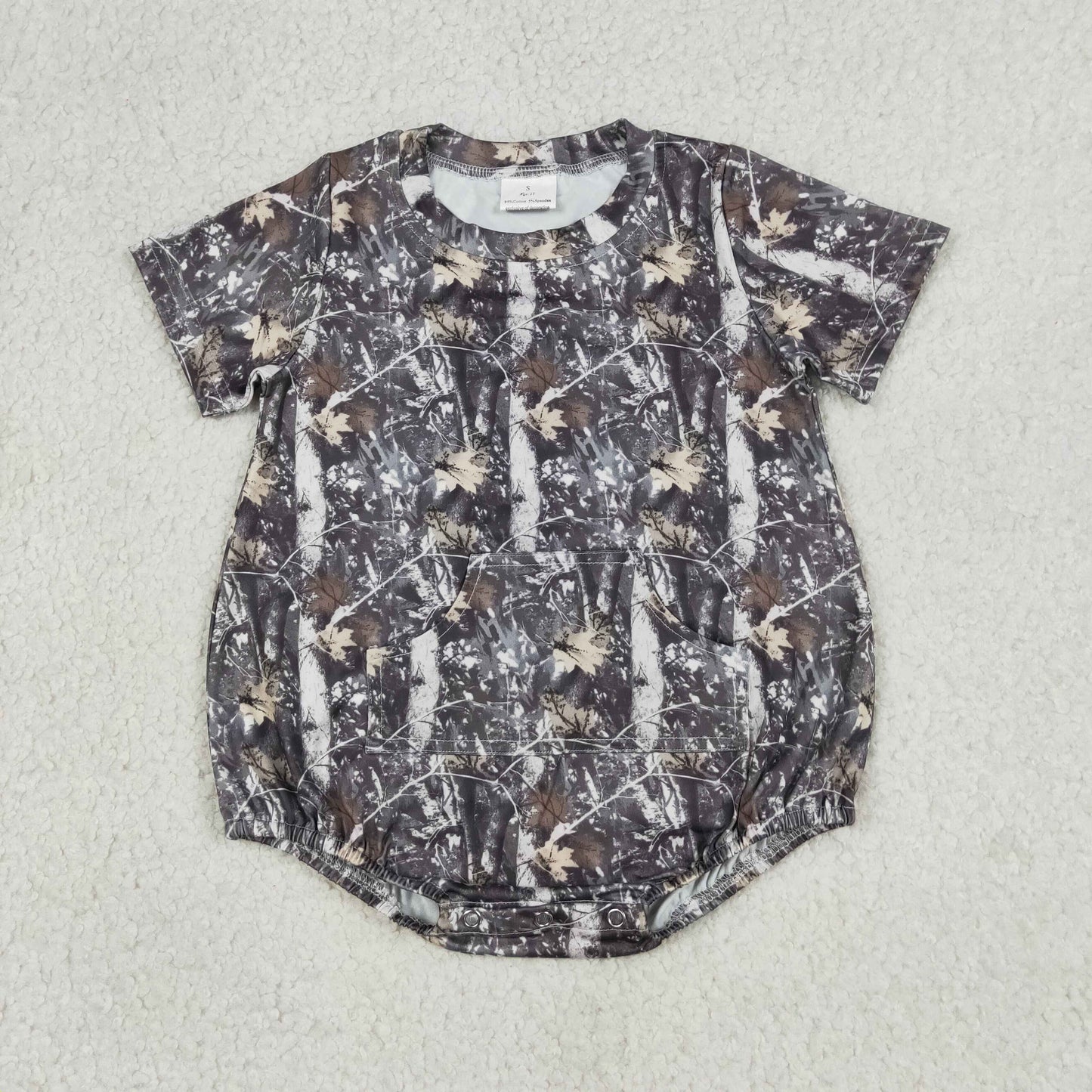 RTS NO MOQ SR4059 Baby Boys Leaves Camo Rompers Short Sleeve with Pockets for Infants