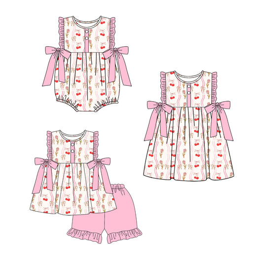 4.1 Custom moq 5 mix size Sibling Baby Girl's Pink Sleeveless Tunic Ruffle Shorts Set Cute Romper Dress for Summer