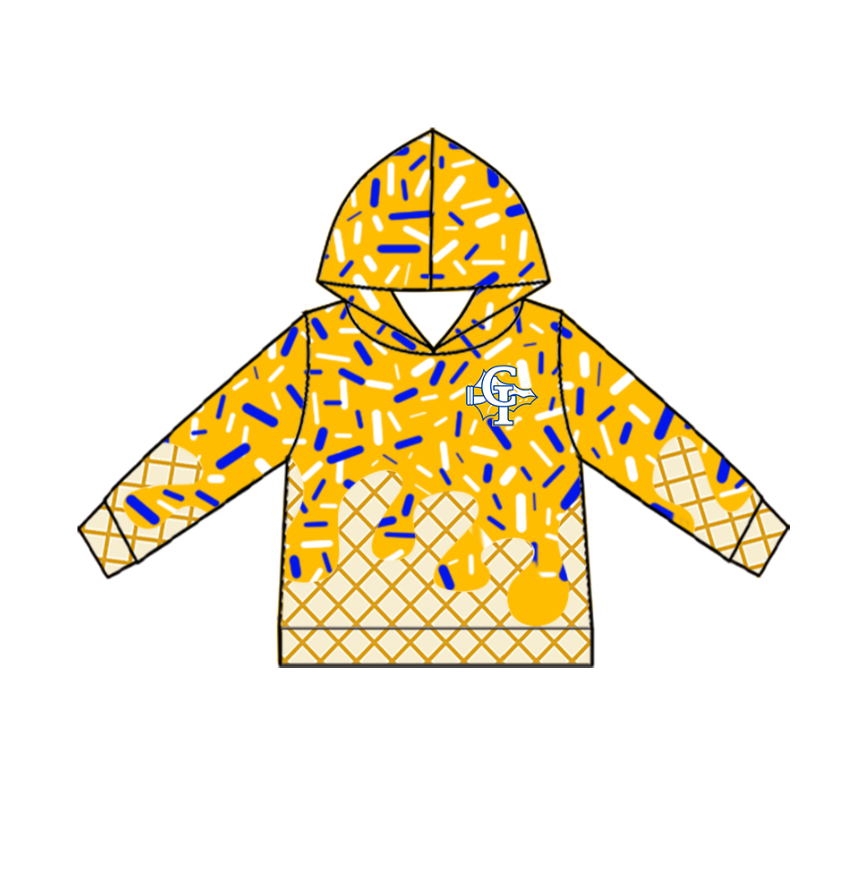 Custom moq 5 mix size milk silk baby girls clothes team bow yellow hooded long sleeve tops and shorts and jacket-25.7.24