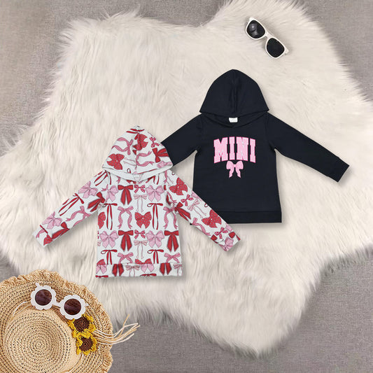 RTS NO MOQ Sibling Baby Girls clothes hooded Collar Pullover Long Sleeve Tops
