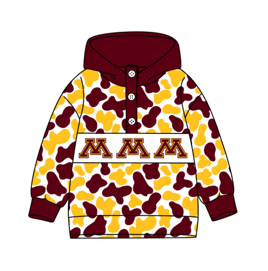 5-Custom moq 8 mix size milk silk summer team baby boy clothes camouflage brick red hooded long sleeve top-25.10.9