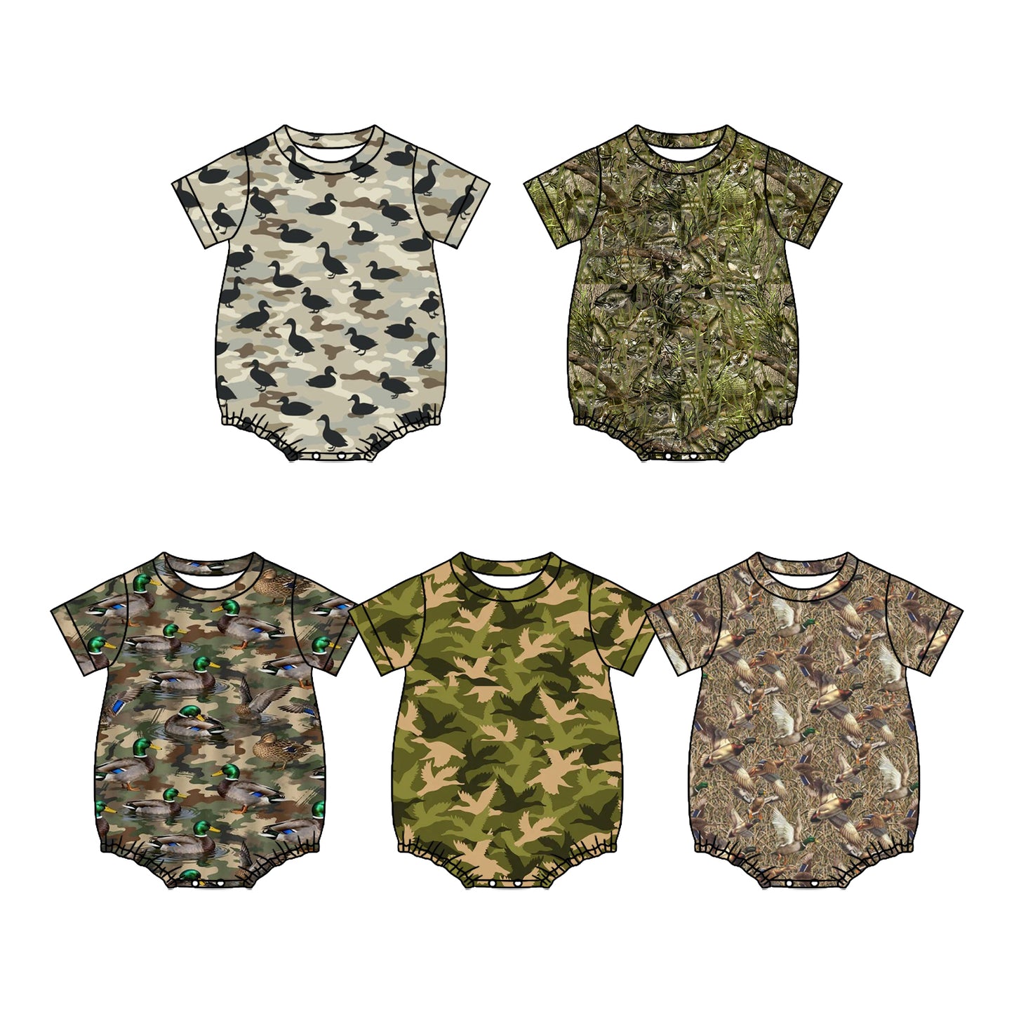 Custom moq 5 mix size Sibling Baby Boy Camouflage Short-Sleeved Romper Infant Outfit