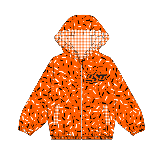 10.3-3-Custom moq 8 mix size milk silk summer team baby girls clothes orange hooded long sleeve top-25.10.9