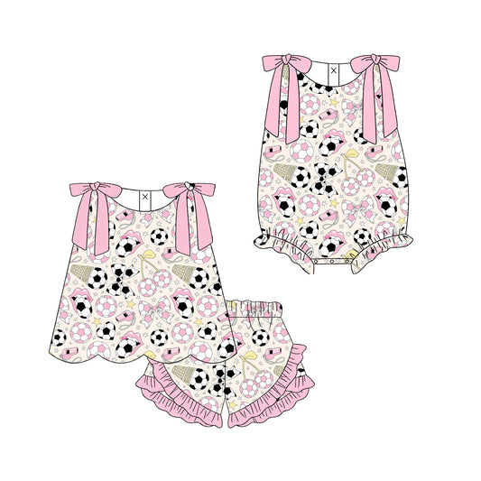 3.10 Custom moq 5 mix size Sibling Baby Girls Pink Sleeveless Top And Ruffle Shorts Set Matching Romper Outfit