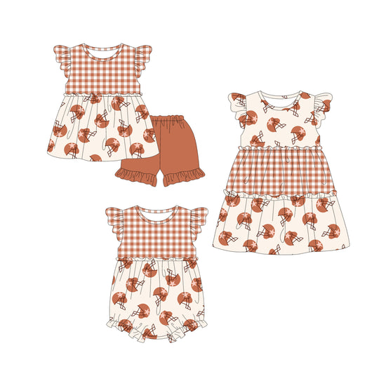 4.9 custom each style moq 5eta 4-6week Sibling Sisters baby girl short sleeve shorts sets and dress and rompers match family design