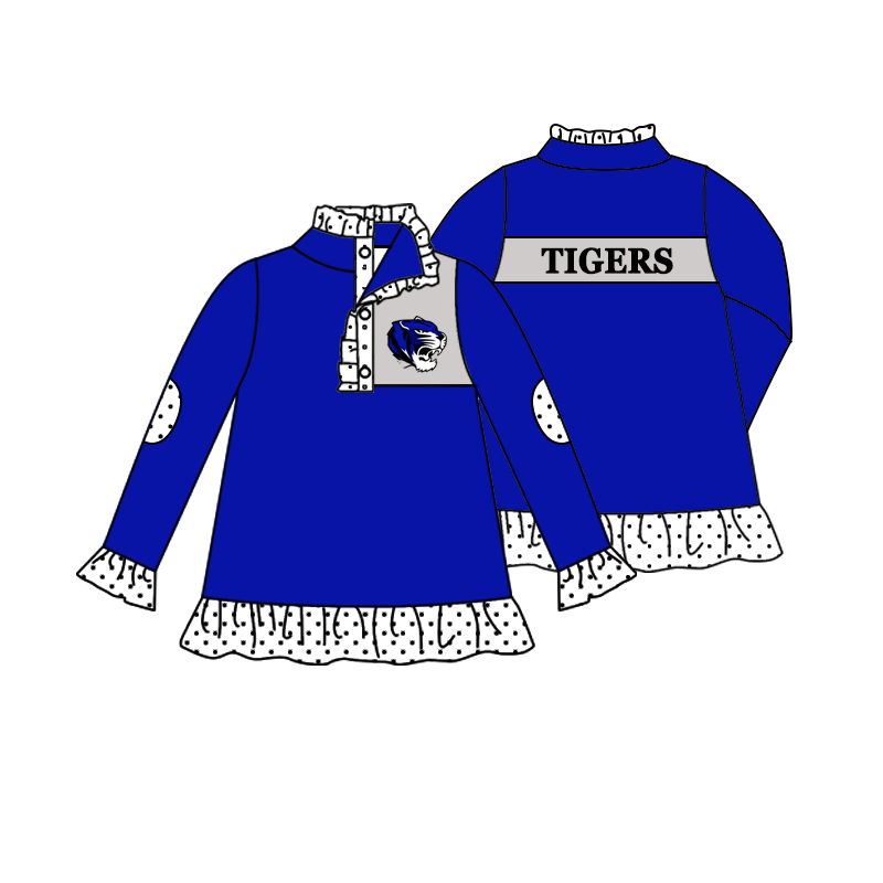 custom moq 5 mix size MSD070602 Baby Girls Long Sleeve Zip Up Team Pullover Jackets Tops