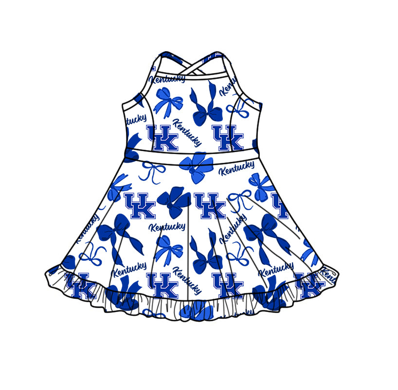 Custom moq 5 mix size milk silk summer teams Blue Bow Baby Girls Vest Top Skirt Shorts Sets Sleeveless Yoga Knee Length Dresses Yoga Shorts