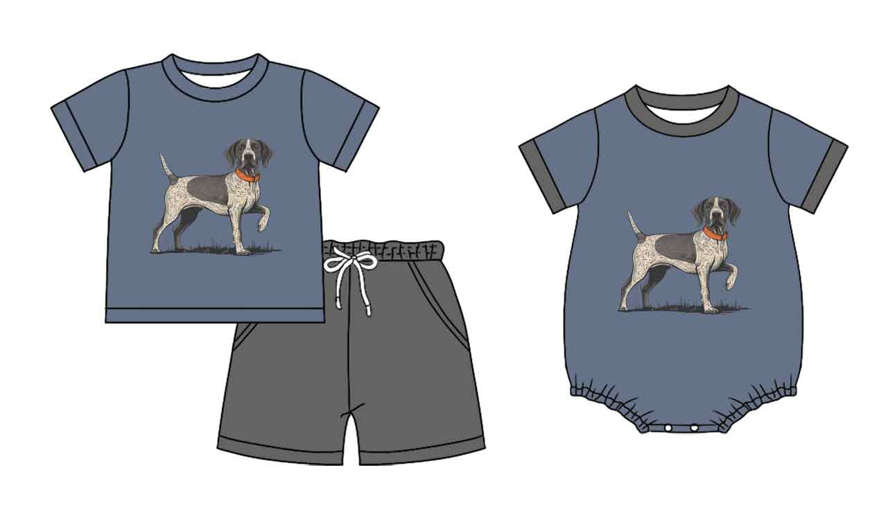 25.12.11 custom each style moq 5 eta 6-8week Sibling Sister puppy baby boy short sleeve shorts sets and romper match design