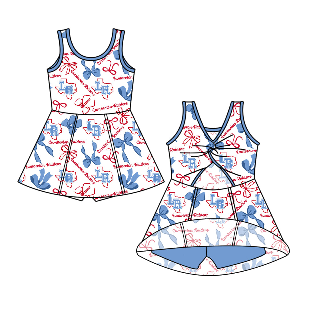 Custom moq 5 mix size milk silk summer teams Baby Girls Bow Sleeveless Yoga Active Knee-Length Dresses