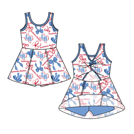 Custom moq 5 mix size milk silk summer teams Baby Girls Bow Sleeveless Yoga Active Knee-Length Dresses