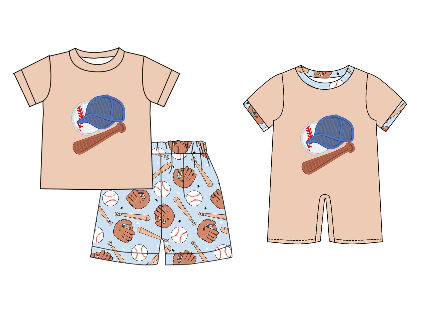 25.12.6 custom each style moq 5 eta 6-8week Sibling Sister baseball baby boy short sleeve shorts sets and romper match design