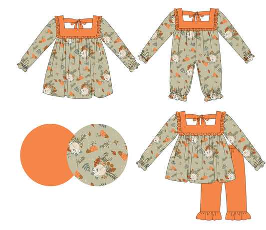 25.7.15 custom each style moq 5eta 4-6week Sibling Sisters halloween baby girl long sleeve pants sets and dress and rompers match family design