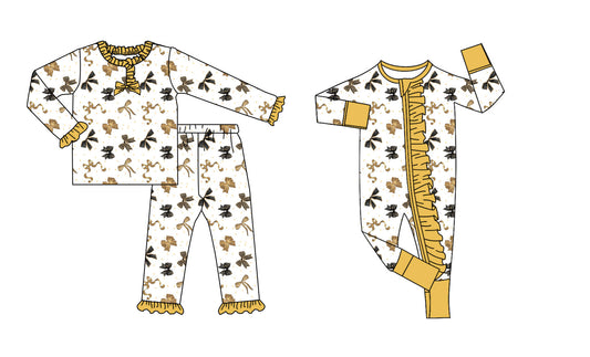 25.8.28 custom each style moq 5eta 4-6week Sibling Sisters bow baby girl clothes long sleeve pants sets and romper match family design