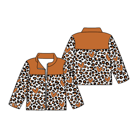 9.23 custom each style moq 5 eta 4-6week baby girls clothes leopard brown long sleeve top