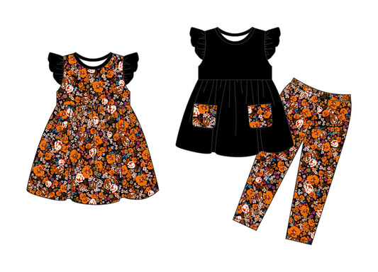 25.5.9 custom each style moq 5eta 4-6week Sibling Sister floral baby girl pants sets and dress match family design