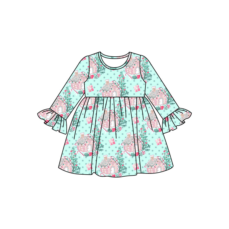 8.6  custom each style moq 5eta 4-6week baby girls clothes Christmas long sleeve dress