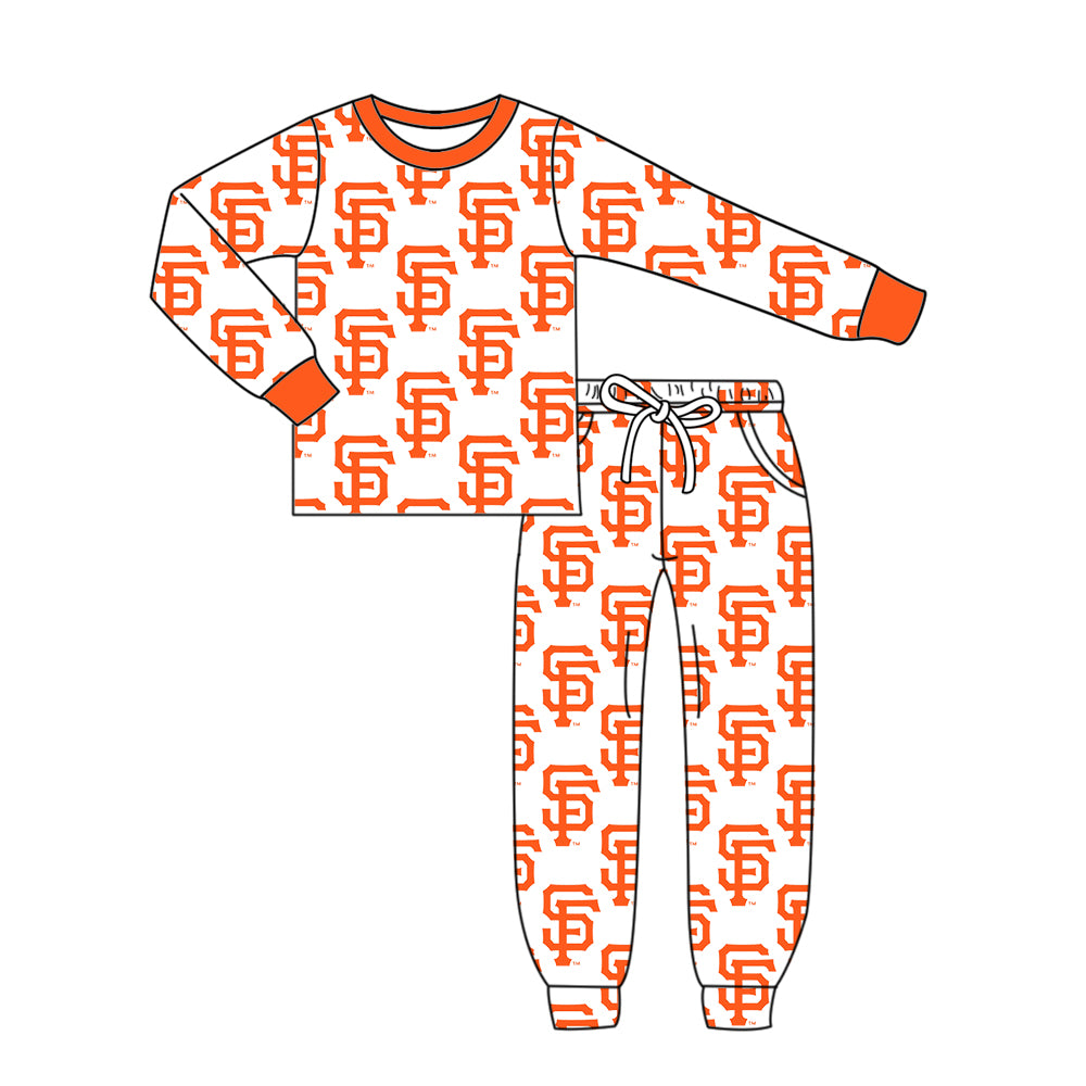Custom moq 5 mix size milk silk summer teams baby girls clothes camouflage orange hooded long sleeve pants sets 2 and boy pants sets and pant-25.8.9