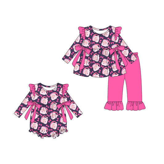 25.8.2 custom each style moq 5eta 4-6week Sibling Sister Christmas baby girl long sleeve pants sets and rompers match family design