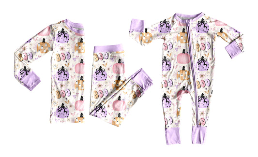 25.7.19 custom each style moq 5eta 4-6week Sibling Sister BOO pumpkin baby girl long sleeve pants sets and rompers match family design