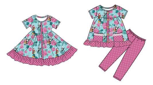 4.28 custom each style moq 5eta 4-6week Sibling Sister baby girl pants sets and dress match family design