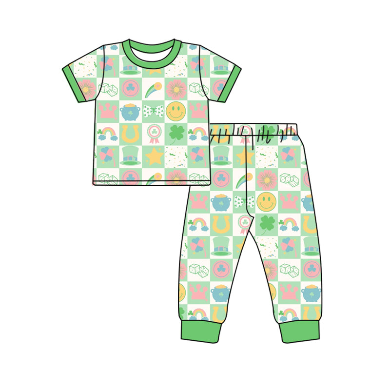 10.23 custom each style moq 5eta 4-6week Sibling Sister rainbow green baby boys short sleeve sets and rompers match design