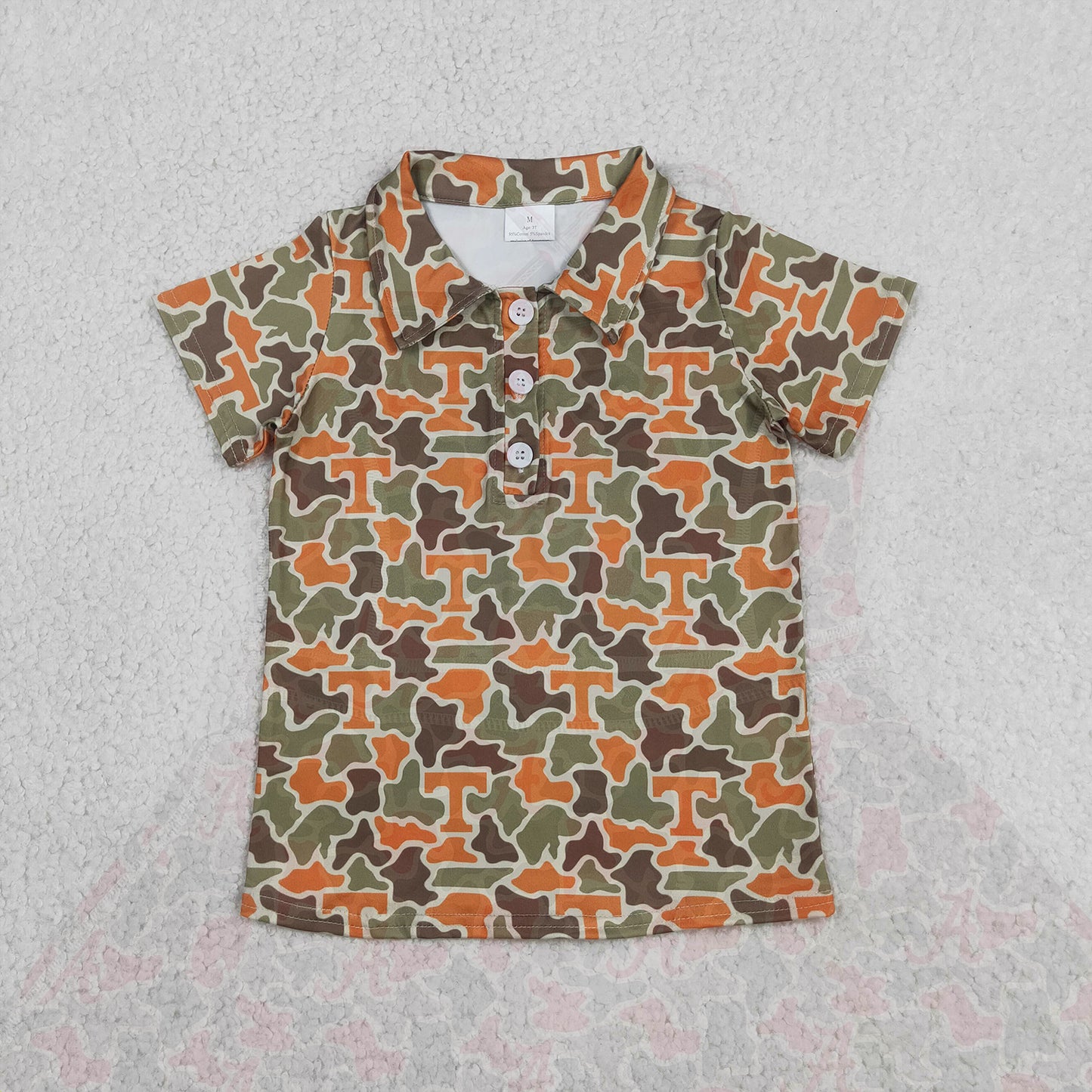RTS NO MOQ milk silk BT1696 Baby Boys Short Sleeve Southern Camo Team Casual Button Polo Shirts Top