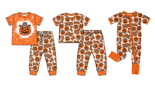 5.5 custom each style moq 5eta 4-6week Sibling Sisters pumpkin baby girl short sleeve pants sets 1 and sets 2 and romper match family design