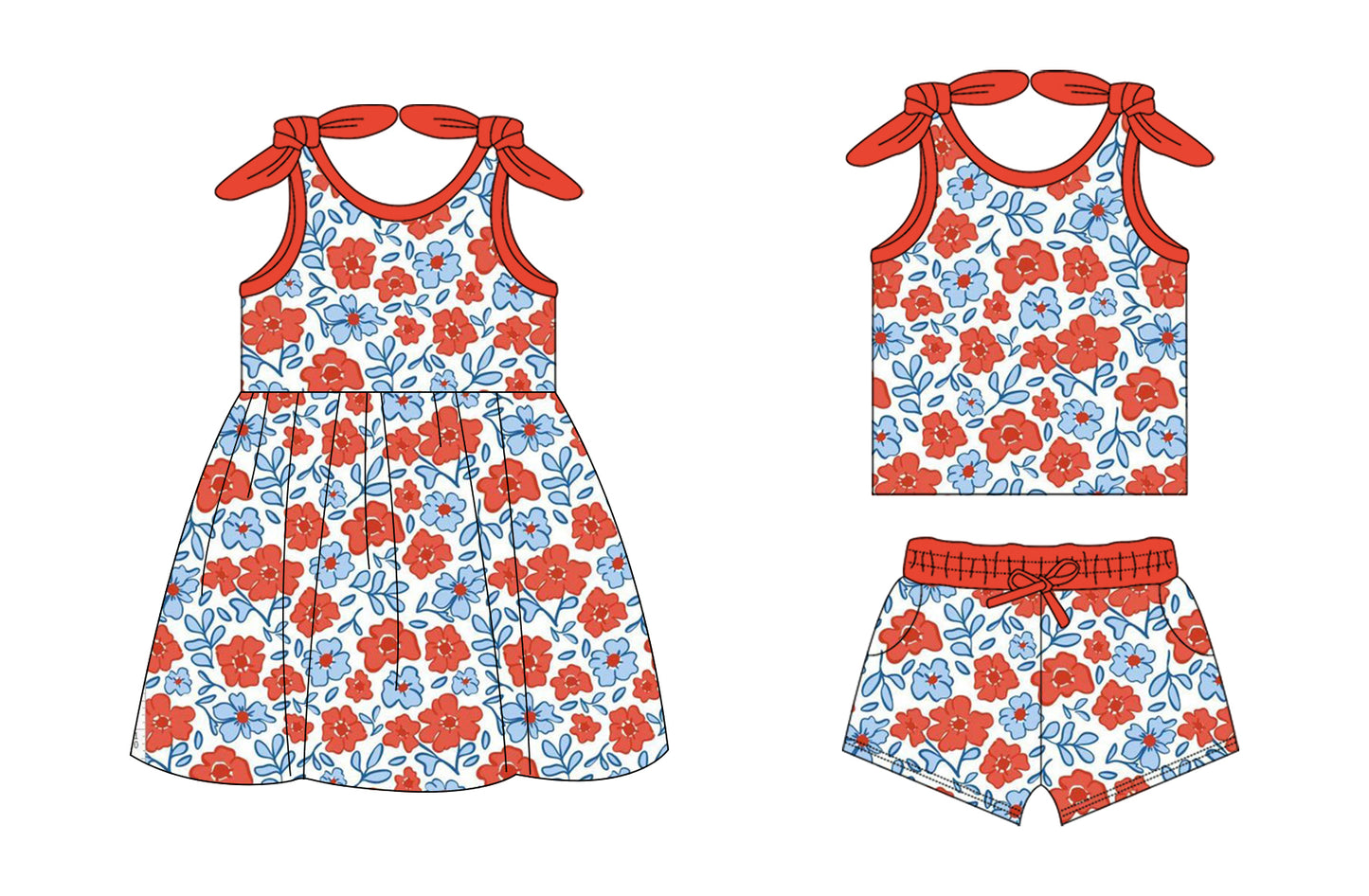 26.1.14 custom each style moq 5 eta 6-8week Sibling Sister floral baby short sleeve shorts sets and dress match design