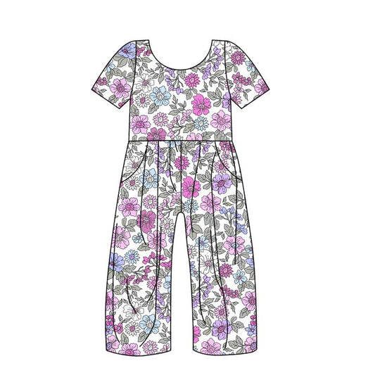 10.21 custom each style moq 5eta 4-6week baby girls clothes floral purple short sleeve baby girls jumpsuit