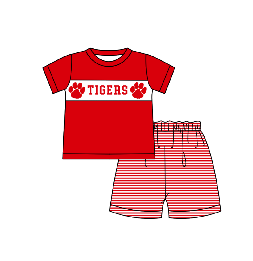 Custom moq 5 mix size milk silk summer teams baby girl boys clothes red short sleeve shorts sets 2 and brief sets and dress and rompers 2 series