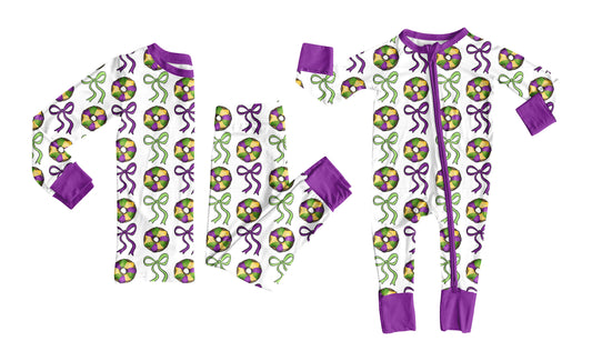 25.10.14 custom each style moq 5 eta 6-8week Sibling Sisters mardi gras bow baby boy clothes long sleeve pants sets and romper match family design