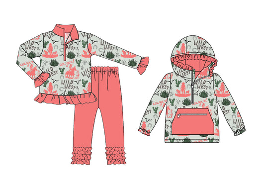 25.9.2 custom each style moq 5eta 4-6week Sibling Sisters cowgirl baby girl clothes long sleeve pants sets and romper match family design