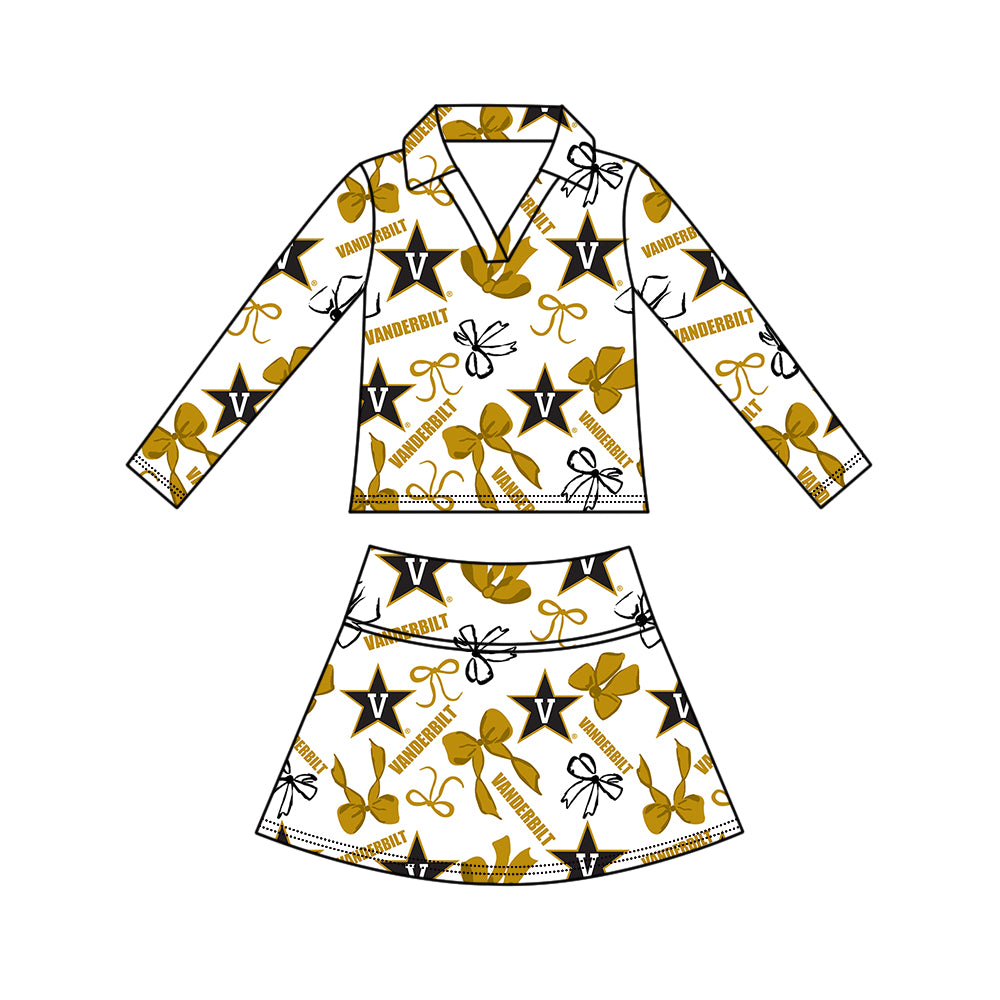 Custom moq 5 mix size summer teams Girls Polka Dot Top Shorts Set Bows Top Skirt Short Set Zipper Pullover Pants Set