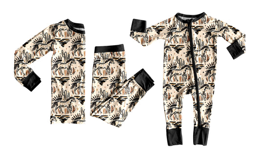 25.6.16 custom each style moq 5eta 4-6week Sibling Sisters catcus horse baby boy long sleeve pants sets and rompers match family design