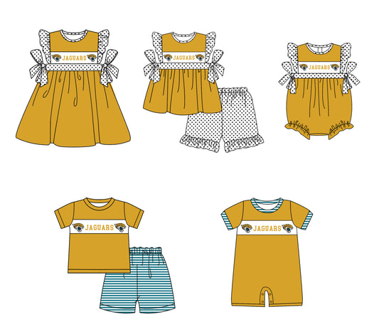 Custom moq 5 mix size milk silk summer teams baby girl boys clothes yellow short sleeve shorts sets 2  and dress and rompers 2 series