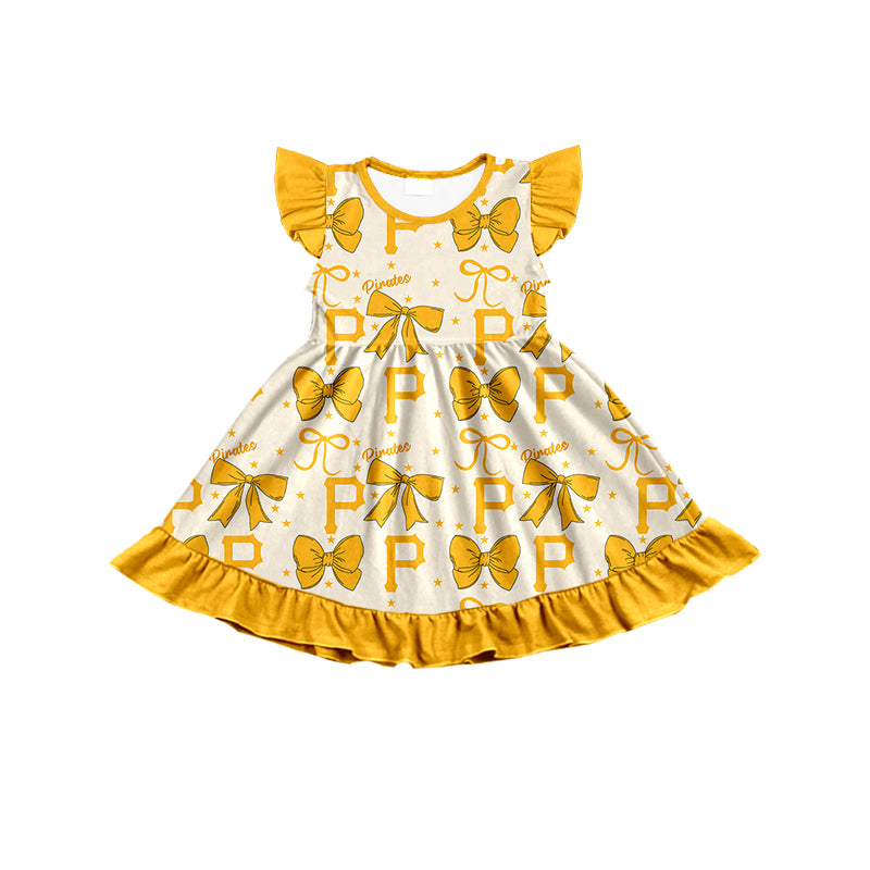 Custom moq 5 mix size milk silk summer teams baby girls clothes team bow yellow sleeveless skirts sets and dress 1 and dress 2 and top-25.6.21