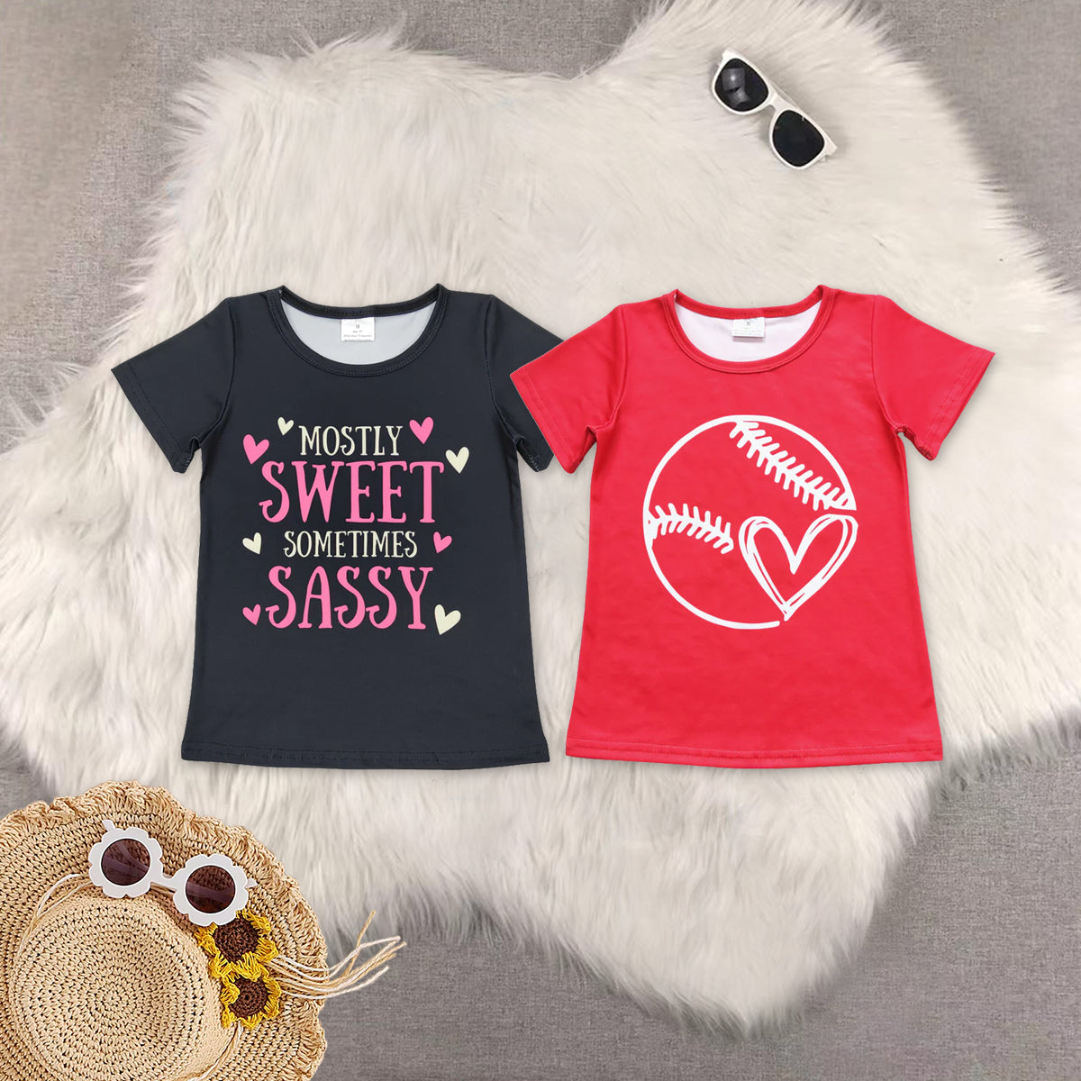 RTS NO MOQ Sibling baby girl clothes Short-Sleeve Tops
