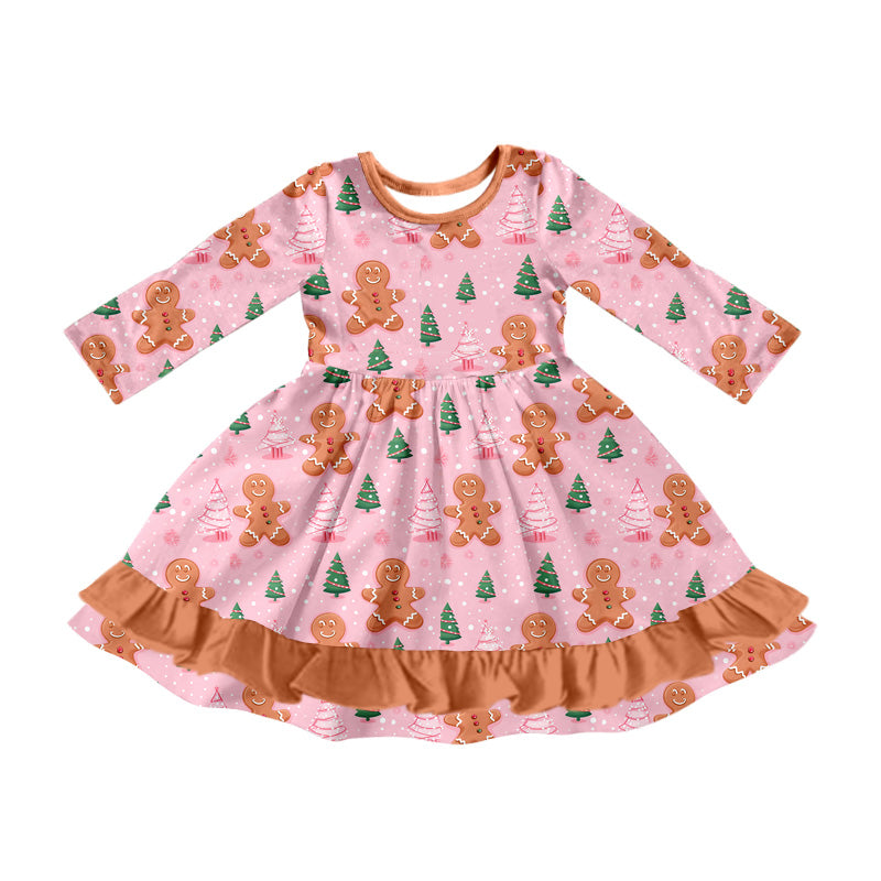 8.3  custom each style moq 5eta 4-6week baby girls clothes Christmas pink long sleeve dress
