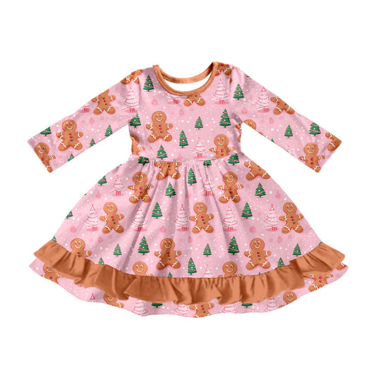 8.3  custom each style moq 5eta 4-6week baby girls clothes Christmas pink long sleeve dress