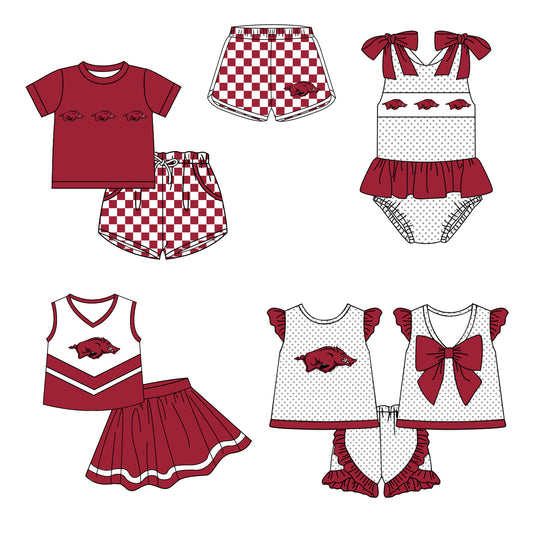 Custom moq 5 mix size milk silk summer teams Boy's Short-Sleeved Shirt And Plaid Shorts Set Girl's Two Short-Sleeved Outfits with Matching Swimsuits Adult Shorts