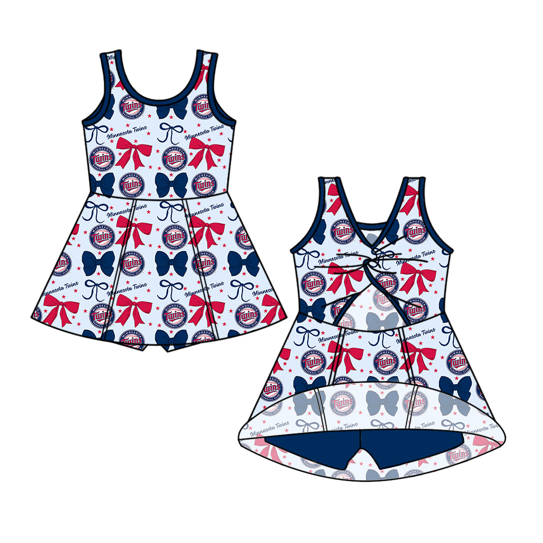 Custom moq 5 mix size milk silk summer teams baby girls clothes team bow blue sleeveless skirts sets and dress 1 and dress 2 and top-25.6.20