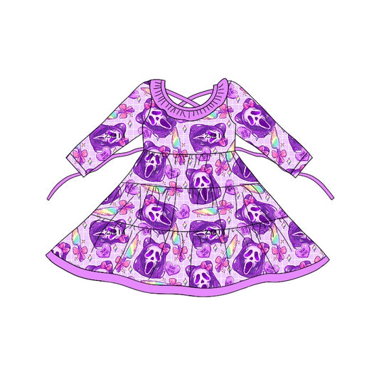 8.20 custom each style moq 5eta 4-6week baby girls clothes purple long sleeve dress