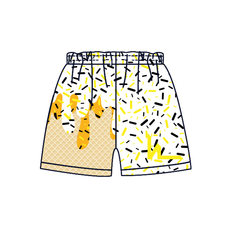 Custom moq 5 mix size milk silk baby girls clothes team bow yellow hooded long sleeve tops and shorts-25.7.18