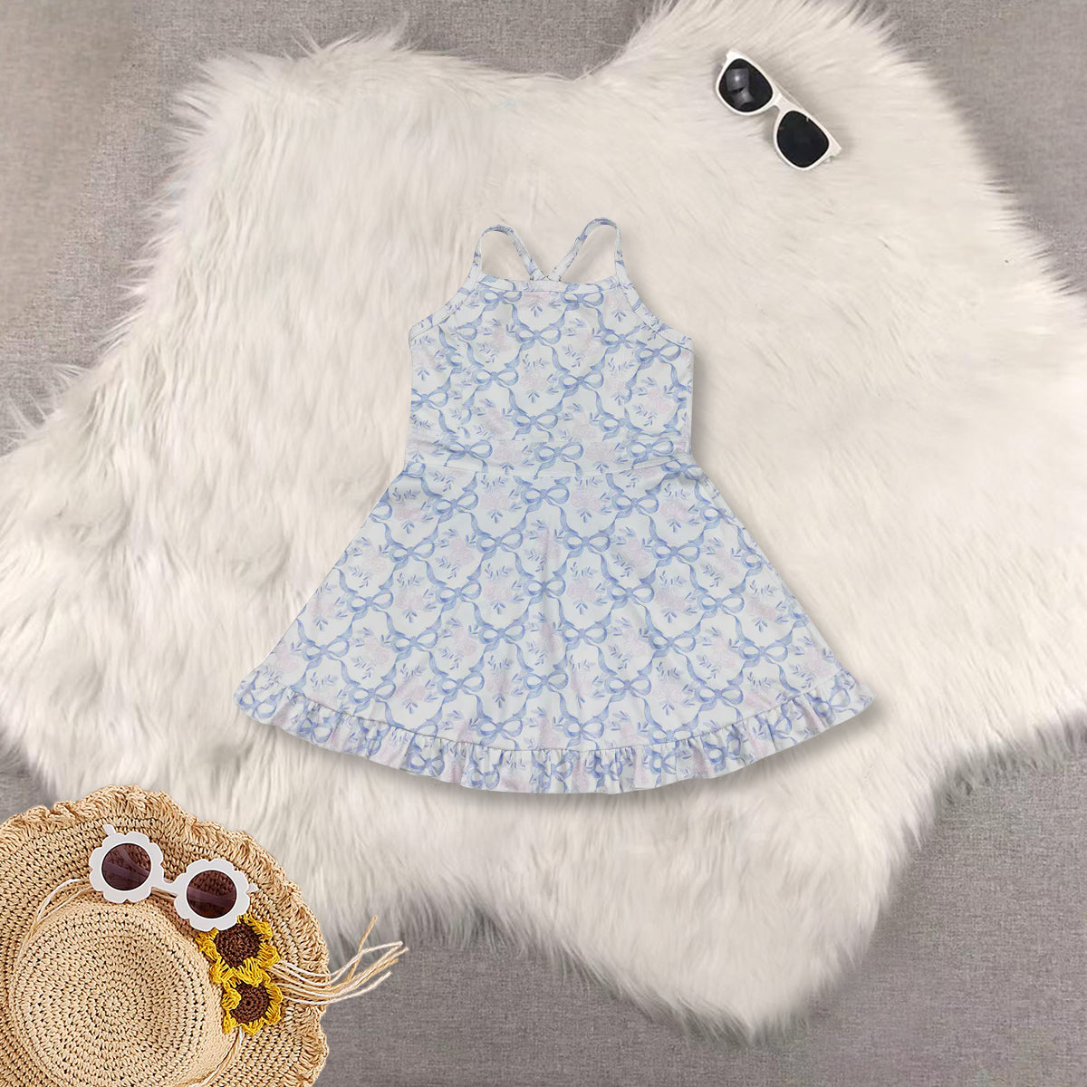 RTS NO MOQ Sibling baby girl clothes yoga floral suspender skirt sets