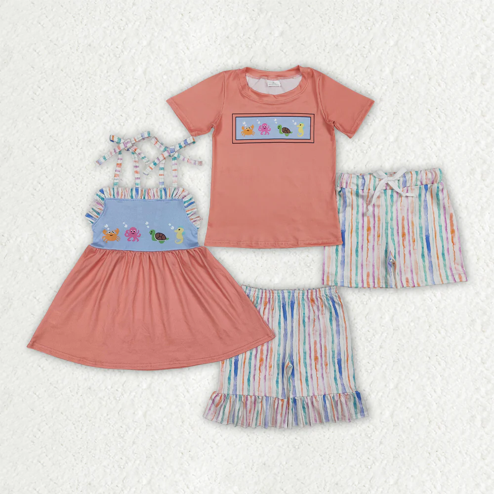 RTS NO MOQ baby Girls Clothes short sleeve shorts Sets