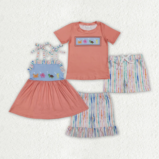 RTS NO MOQ baby Girls Clothes short sleeve shorts Sets