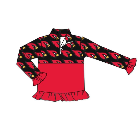 Custom moq 5 mix size milk silk baby girls clothes team red long sleeve top-25.8.1
