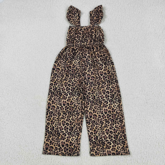 RTS NO MOQ SR3054 Brown leopard print flying sleeve jumpsuit