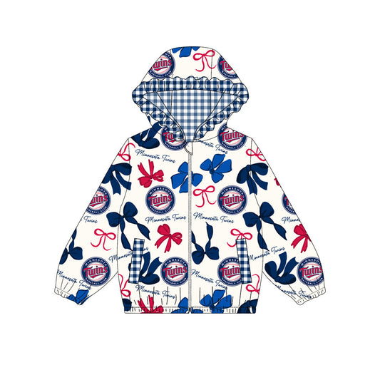 Custom moq 8 mix size milk silk summer team baby girls clothes bow red blue hooded long sleeve top-25.9.24