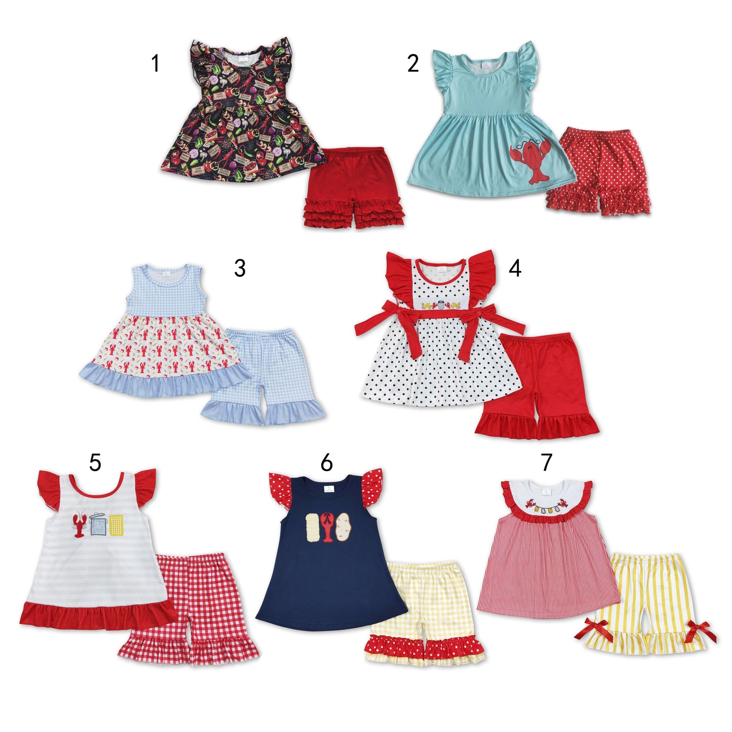 RTS NO MOQ Baby girl clothes Short Sleeve shorts Suit